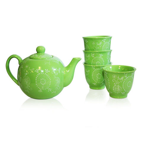 Lime Swirl Tea Set - 'NEW'